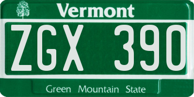 VT license plate ZGX390