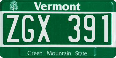 VT license plate ZGX391