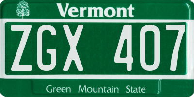 VT license plate ZGX407