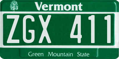 VT license plate ZGX411