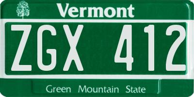 VT license plate ZGX412