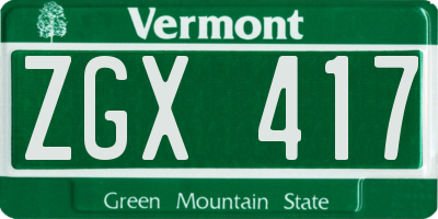 VT license plate ZGX417