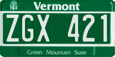 VT license plate ZGX421