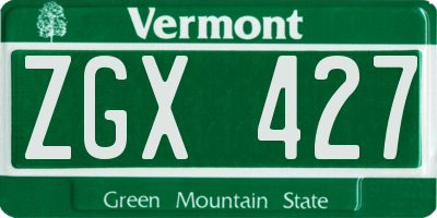 VT license plate ZGX427