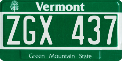 VT license plate ZGX437