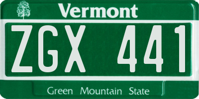 VT license plate ZGX441