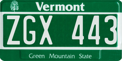 VT license plate ZGX443