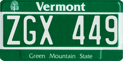 VT license plate ZGX449
