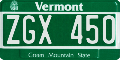 VT license plate ZGX450