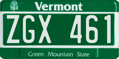 VT license plate ZGX461