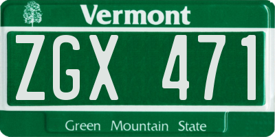 VT license plate ZGX471