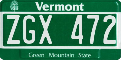 VT license plate ZGX472
