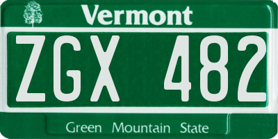 VT license plate ZGX482