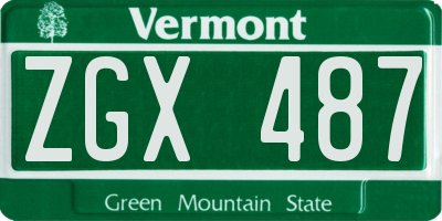VT license plate ZGX487