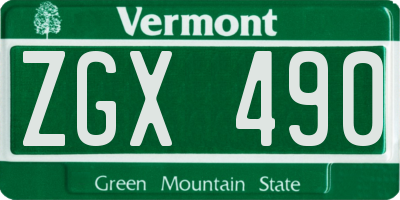 VT license plate ZGX490