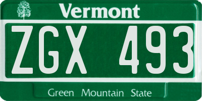 VT license plate ZGX493