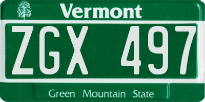 VT license plate ZGX497
