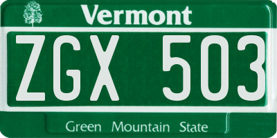 VT license plate ZGX503