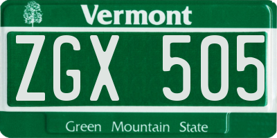 VT license plate ZGX505