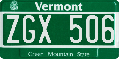 VT license plate ZGX506