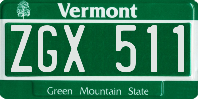 VT license plate ZGX511