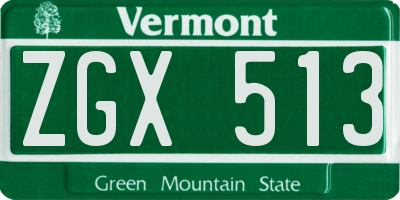VT license plate ZGX513
