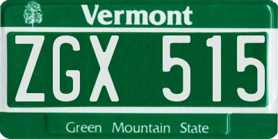 VT license plate ZGX515