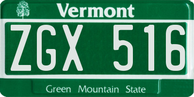 VT license plate ZGX516