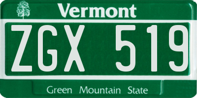 VT license plate ZGX519