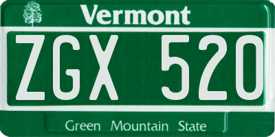 VT license plate ZGX520