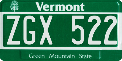 VT license plate ZGX522