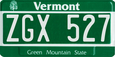 VT license plate ZGX527