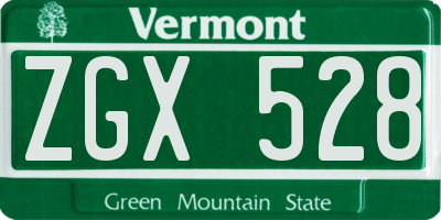 VT license plate ZGX528