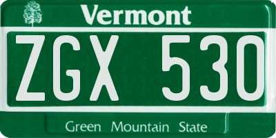 VT license plate ZGX530