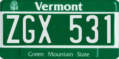 VT license plate ZGX531