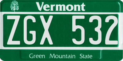 VT license plate ZGX532