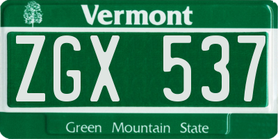 VT license plate ZGX537
