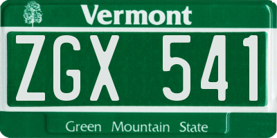 VT license plate ZGX541