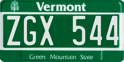 VT license plate ZGX544