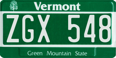 VT license plate ZGX548