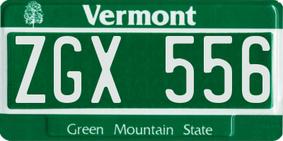 VT license plate ZGX556