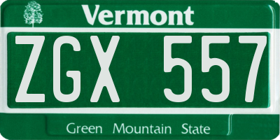 VT license plate ZGX557