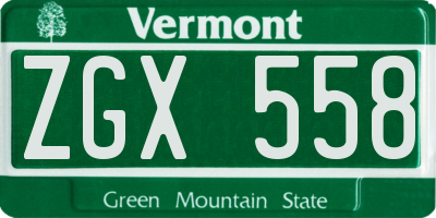 VT license plate ZGX558