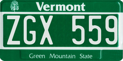 VT license plate ZGX559