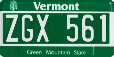 VT license plate ZGX561