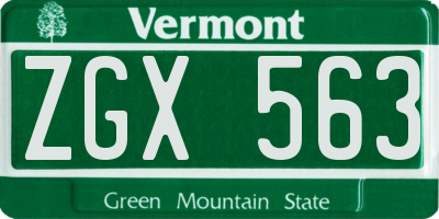 VT license plate ZGX563