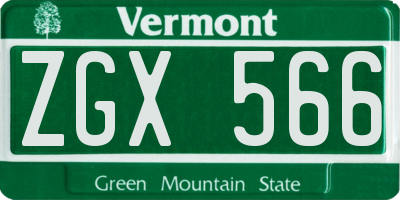 VT license plate ZGX566