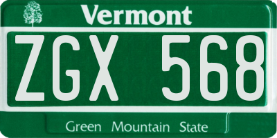 VT license plate ZGX568