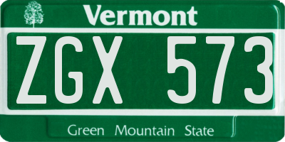 VT license plate ZGX573