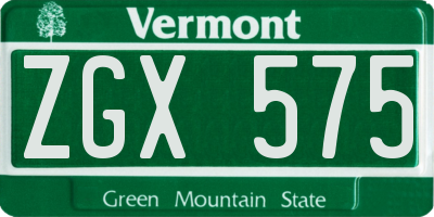 VT license plate ZGX575